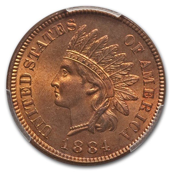 1884 Indian Head penny FS-401 Misplaced Date variety showing tops of extra digits inside the denticles below the primary 1884 date